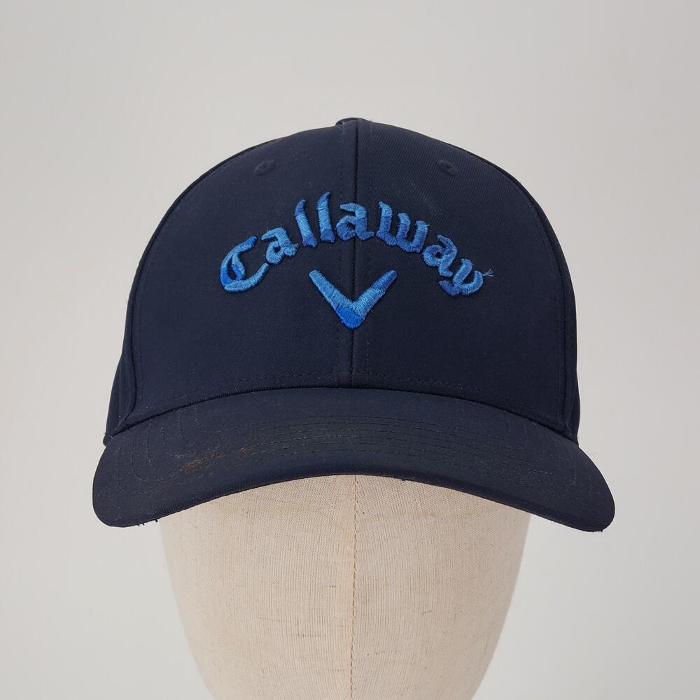 Callaway Golf Hat Mens Navy Blue Embroidered Logo Snapback Adjustable Cap